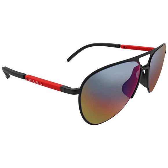 Prada Blue Red Mirror Men's Sunglasses - Picture 1 of 4